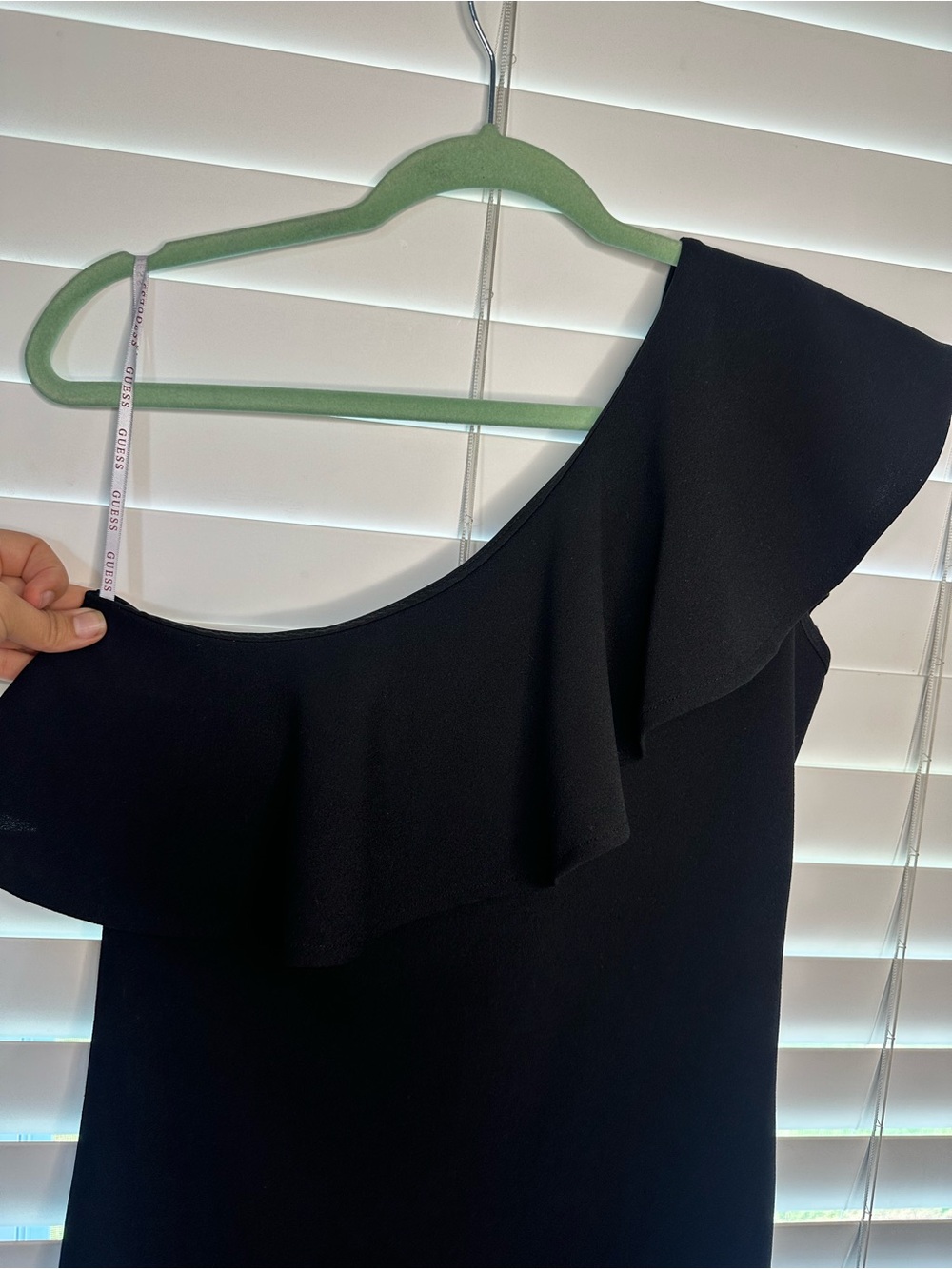 GUESS One-Shoulder Black Ruffle Cocktail Dress - Picture 5 of 6